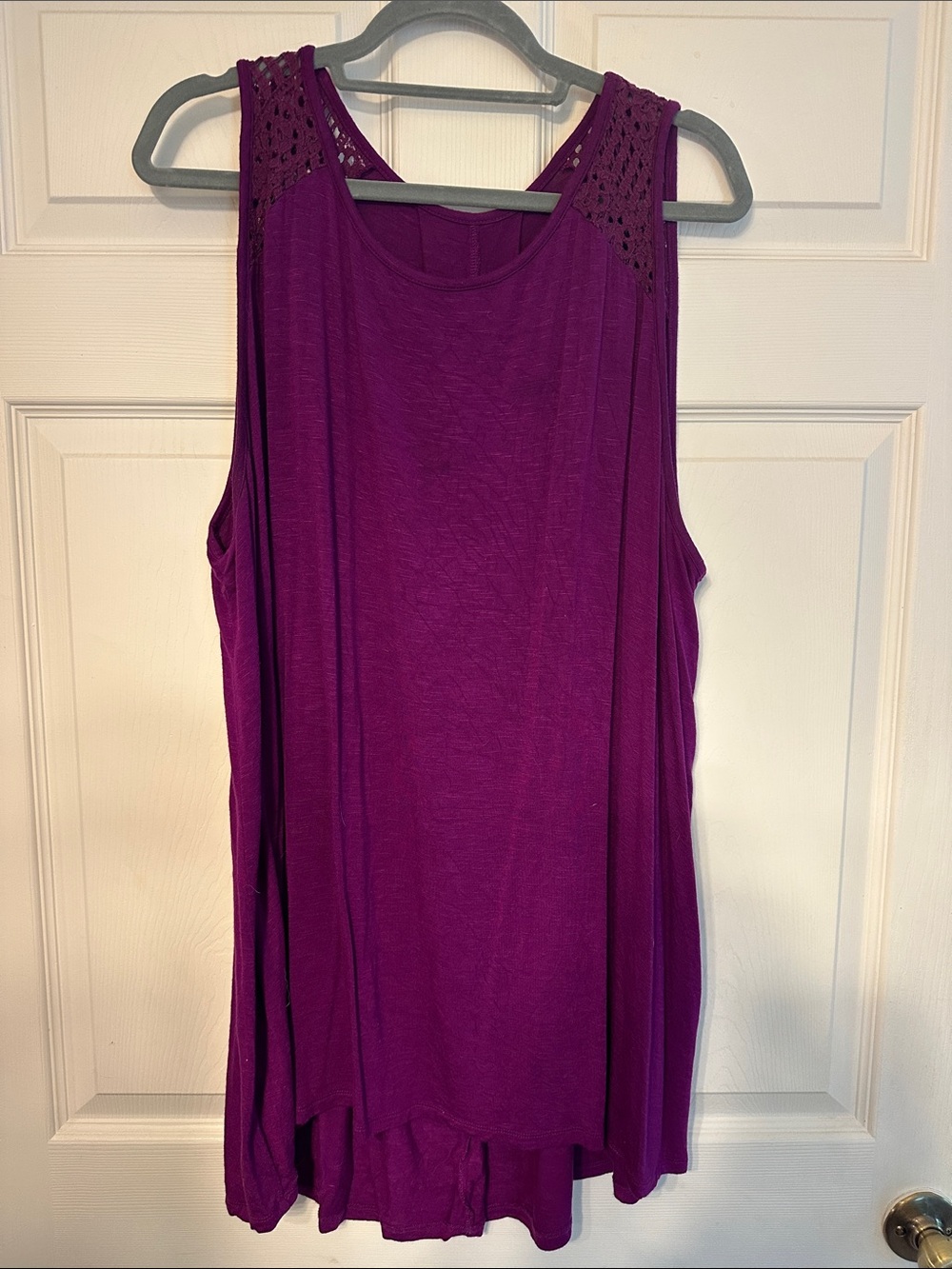 Lane Bryant Purple Crochet-Shoulder Tank